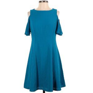 🎉White House Black Market Cerulean Blue Cold Shoulder Mini Dress - Size 2